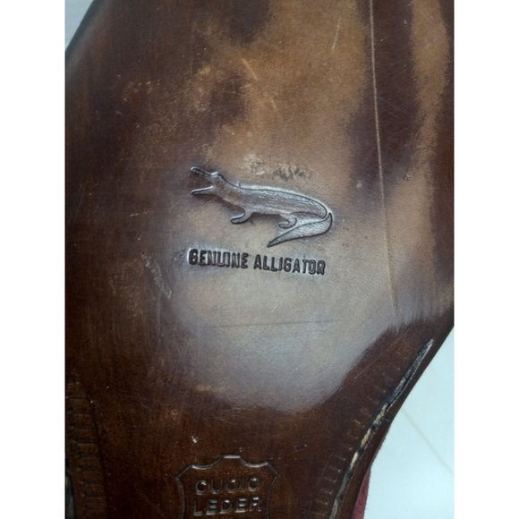 B.J Coleman 15 Maroon Leather Alligator Italy Dress Fashion Occasion Slip On Sho